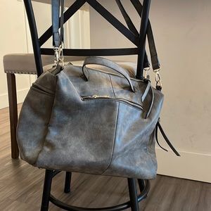 Vegan faux leather grey bag crossbody or shoulder